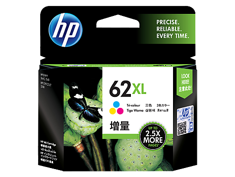 Mực in phun HP 62XL High Yield Tri-color Original Ink Cartridge – Hộp mực 3 màu dung lượng cao chính hãng HP (C2P07AA)