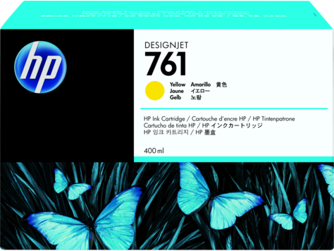 Mực in HP 761 Yellow 400ml DesignJet Ink Cartridge – Hộp mực in phun màu vàng chính hãng HP (CM992A)