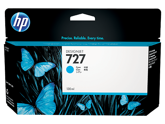 Mực in HP 727 Cyan 130ml DesignJet Ink Cartridge – Hộp mực in phun màu xanh chính hãng HP (B3P19A)