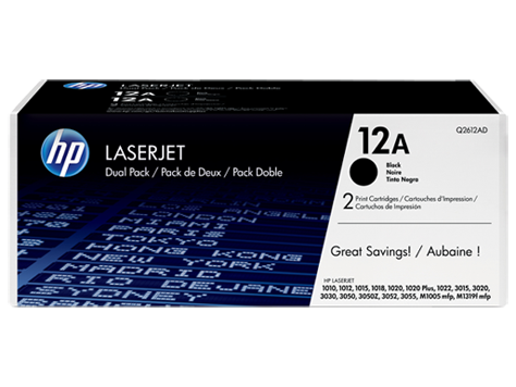 HP 12A 2-pack Black Original LaserJet Toner Cartridges (Q2612AD)