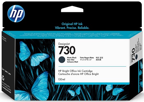HP 730B 130-ml Matte Black DesignJet Ink Cartridge (3ED45A)