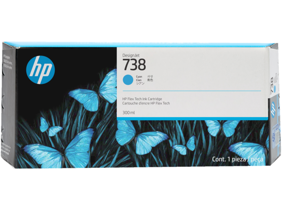 HP 738 300ml Cyan DesignJet Ink Cartridge (676M6A)