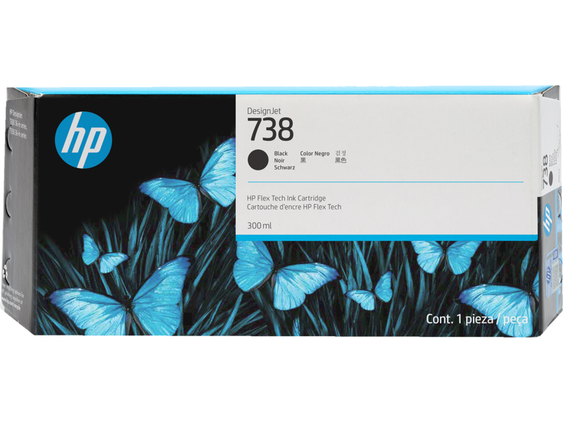 HP 738 300ml Black DesignJet Ink Cartridge (498N8A)