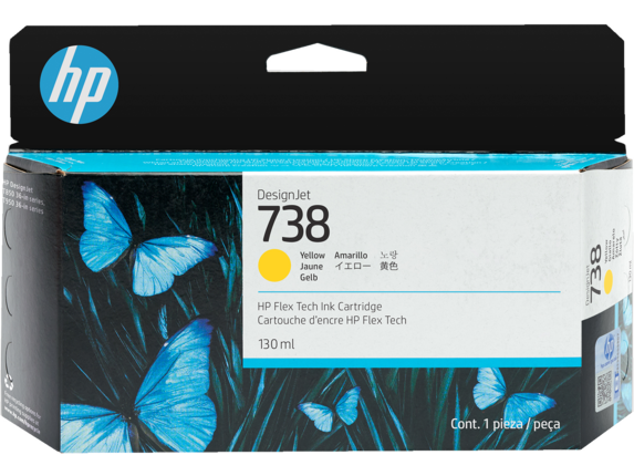HP 738 130ml Yellow DesignJet Ink Cartridge (498N7A)