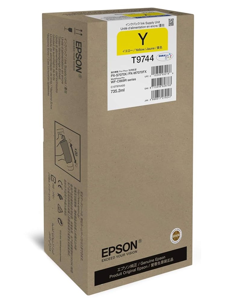 Hộp mực vàng Epson C13T974400 Yellow Ink Pack – Dung lượng cao 735 ml, chính hãng cho WF-C869R