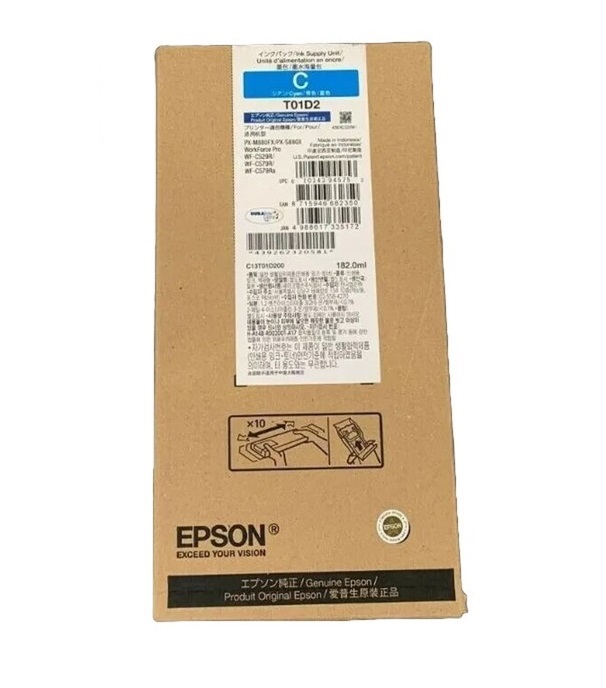 Hộp mực xanh Epson T01D2 Cyan Ink Pack C13T01D200 – Dung lượng cao 20.000 trang, chính hãng cho WF-C529R/WF-C579R