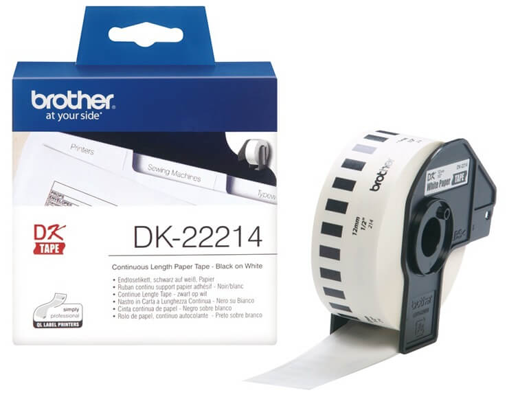 Nhãn cuộn liên tục Brother DK-22214 – Continuous Paper 12 mm × 30.48 m – nhãn giấy cuộn dài – chính hãng