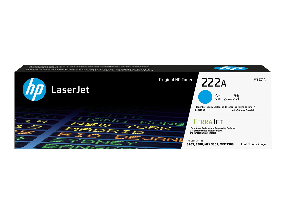 Mực In HP 222A Cyan Original LaserJet Toner Cartridge  – Hộp Mực Laser Màu Xanh Chính Hãng HP (W2221A)