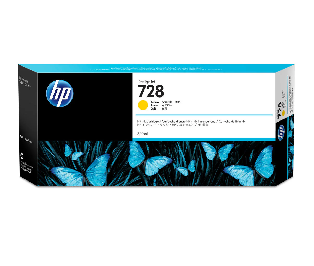Mực in HP 728 Yellow 300ml DesignJet Ink Cartridge – Hộp mực in phun màu vàng chính hãng HP (F9K15A)