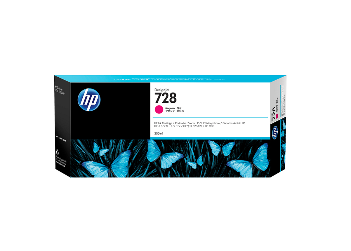 Mực in HP 728 Magenta 300ml DesignJet Ink Cartridge – Hộp mực in phun màu đỏ Magenta chính hãng HP (F9K16A)