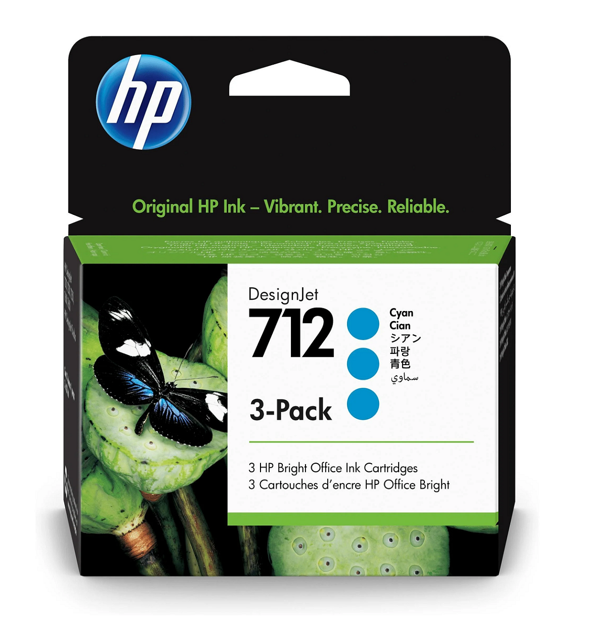 Mực in HP 712 Cyan 3-Pack 29ml DesignJet Ink Cartridge – Bộ 3 hộp mực in phun màu xanh Cyan chính hãng HP (3ED77A)