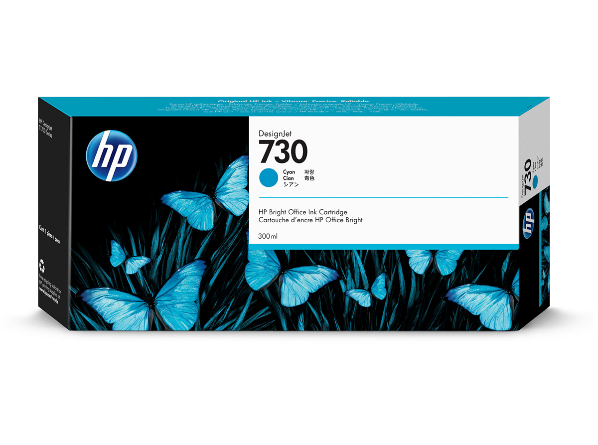 Mực in HP 730 300-ml Cyan DesignJet Ink Cartridge – Hộp mực in phun màu xanh Cyan chính hãng HP (P2V68A)