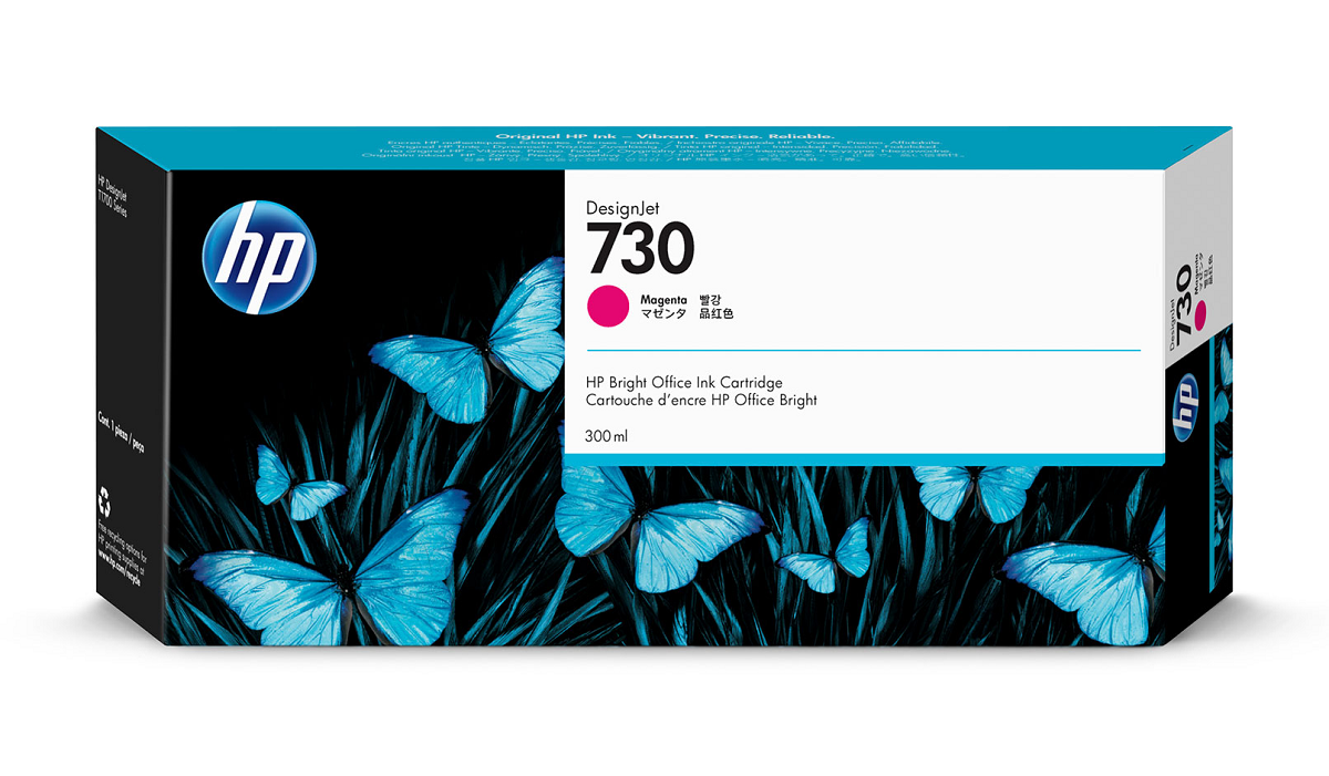 Mực in HP 730 Magenta 300ml DesignJet Ink Cartridge – Hộp mực in phun màu đỏ Magenta chính hãng HP (P2V69A)