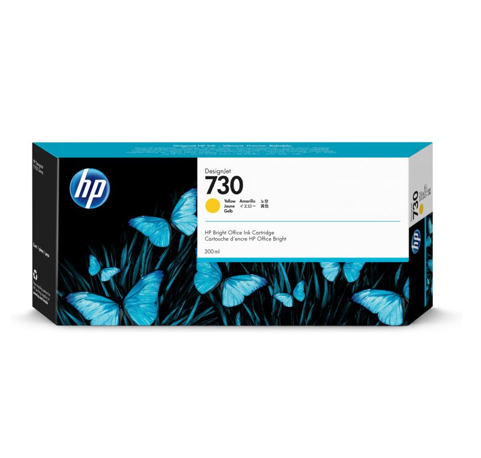 Mực in HP 730 Yellow 300ml DesignJet Ink Cartridge – Hộp mực in phun màu vàng chính hãng HP (P2V70A)