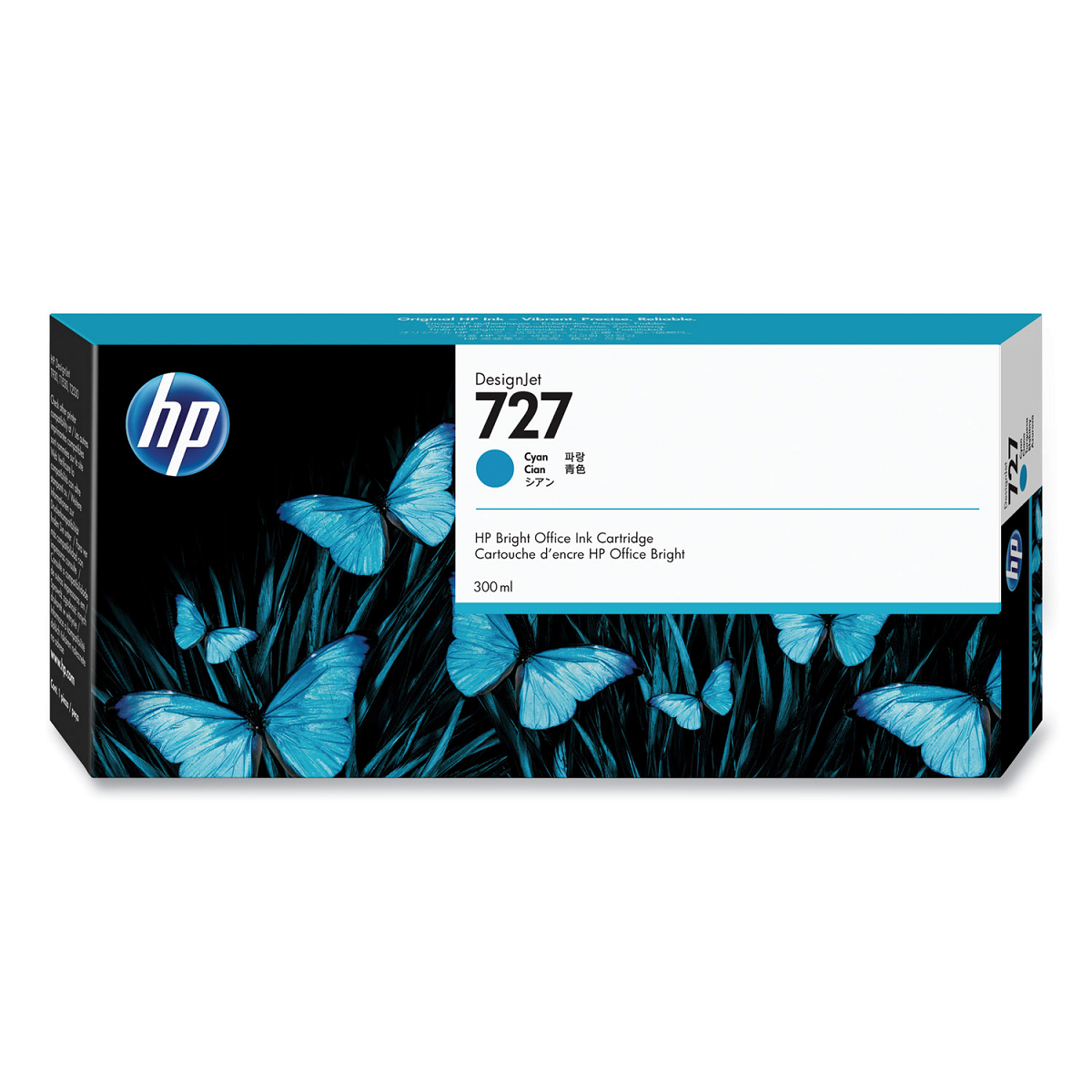 Mực in HP 727 Cyan 300ml DesignJet Ink Cartridge – Hộp mực in phun màu xanh chính hãng HP (F9J76A)