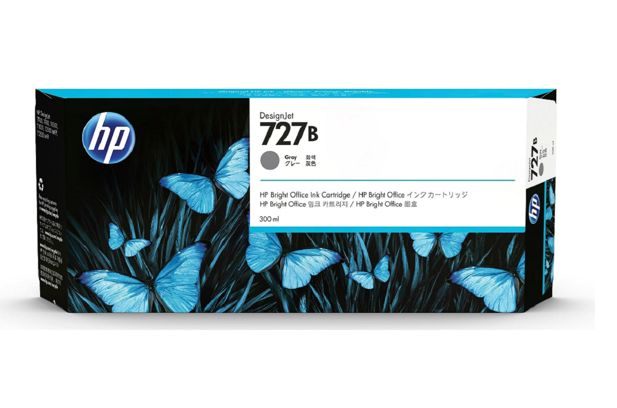 Mực in HP 727B Gray 300ml DesignJet Ink Cartridge – Hộp mực in phun màu xám chính hãng HP (3WX21A)