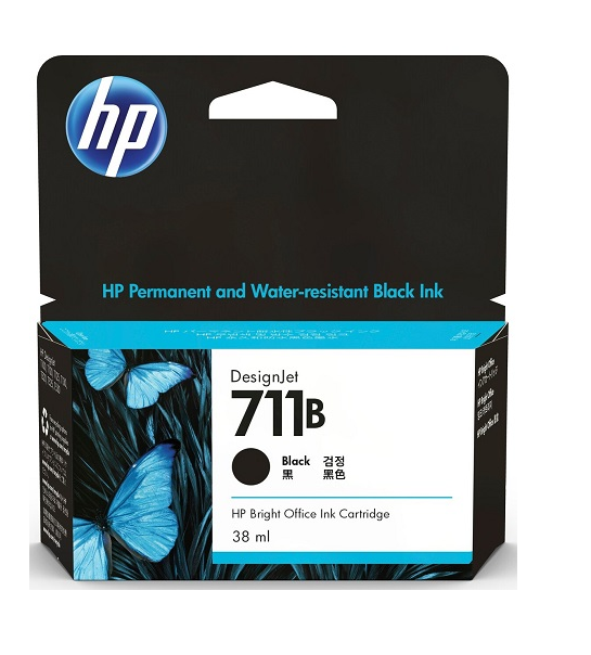 Mực in HP 711B Black 38ml DesignJet Ink Cartridge – Hộp mực in phun màu đen chính hãng HP (3WX00A)