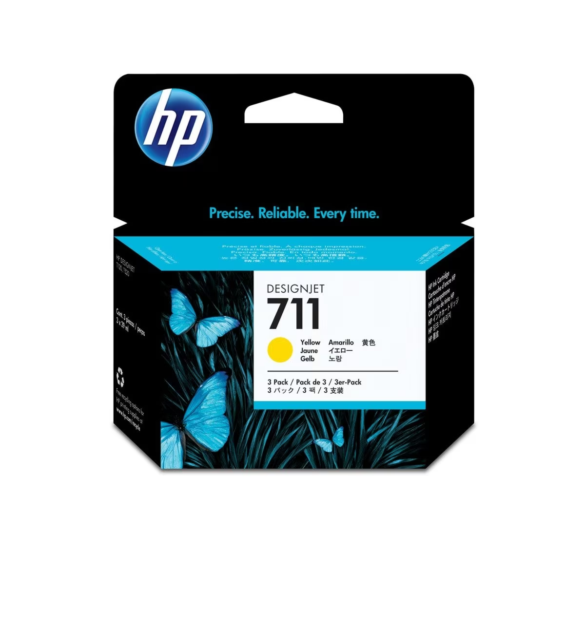 Mực in HP 711 Yellow 3-Pack 29ml DesignJet Ink Cartridge – Bộ 3 hộp mực vàng chính hãng HP (CZ136A)