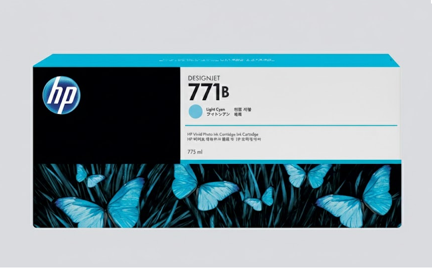 Mực in HP 771B Light Cyan 775ml DesignJet Ink Cartridge – Hộp mực xanh nhạt dung tích lớn chính hãng HP (B6Y04A)