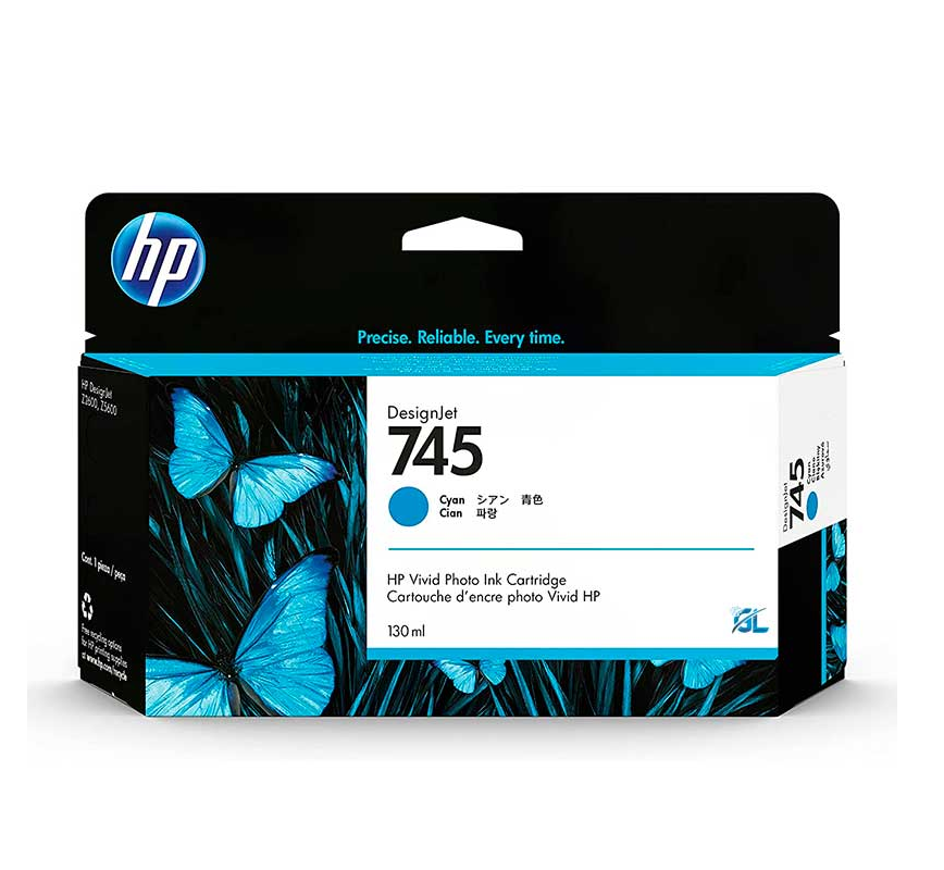 Mực in HP 745 Cyan 130ml DesignJet Ink Cartridge – Hộp mực xanh chính hãng HP (F9J97A)