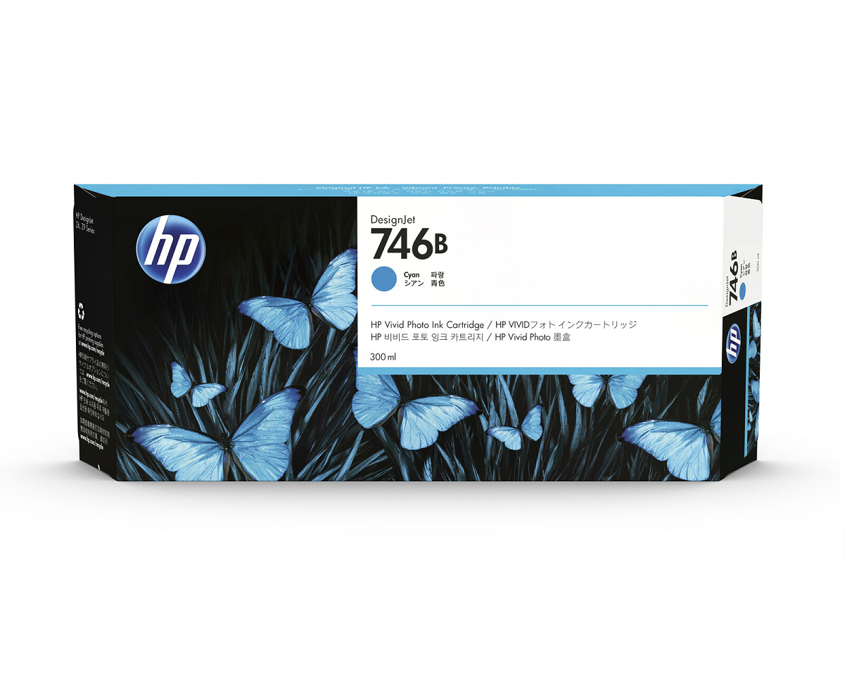 Mực in HP 746B Cyan 300ml DesignJet Ink Cartridge – Hộp mực xanh dung tích lớn chính hãng HP (3WX36A)