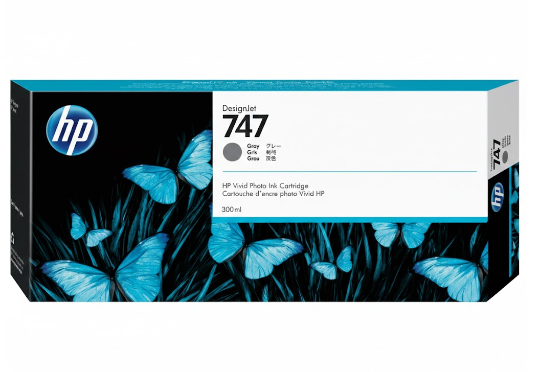 Mực in HP 747 Gray 300ml DesignJet Ink Cartridge – Hộp mực xám dung tích lớn chính hãng HP (P2V86A)