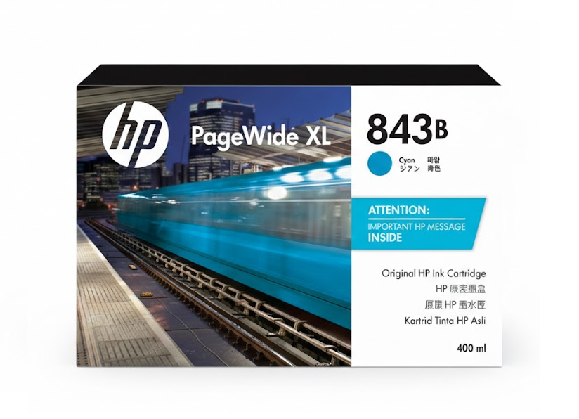 Mực in HP 843B Cyan 400ml PageWide XL Ink Cartridge – Hộp mực xanh chính hãng HP (C1Q62A)