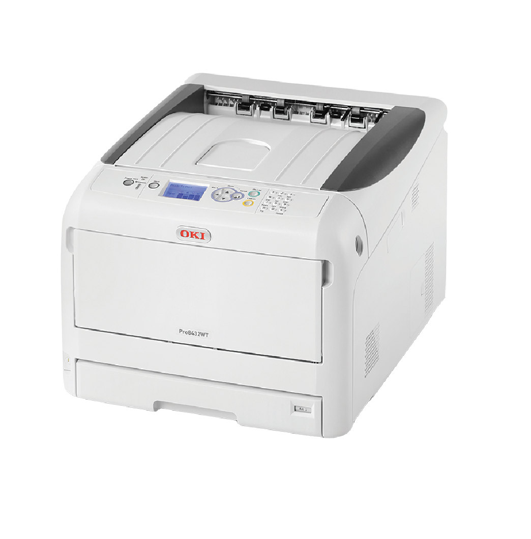 Máy in mực trắng Oki Pro8432WT A3 LED chính hãng – In CMYW chuyên nghiệp (46550721) 