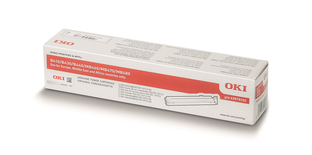 Mực in Oki MB492, B512, B432, B412 chính hãng  – Toner laser đen 3.000 trang (45807102)